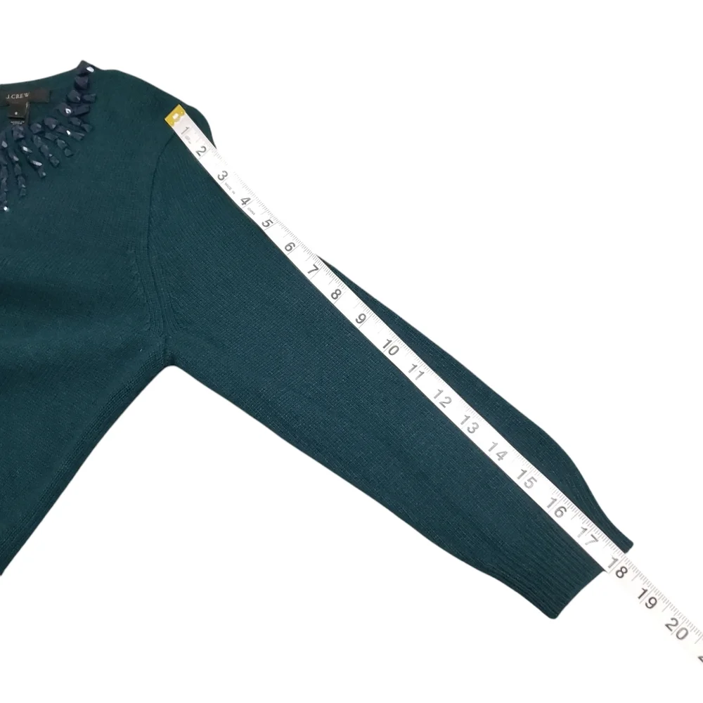 J.‎ Crew Womens Jeweled Starburst Sweater Green Sz Small